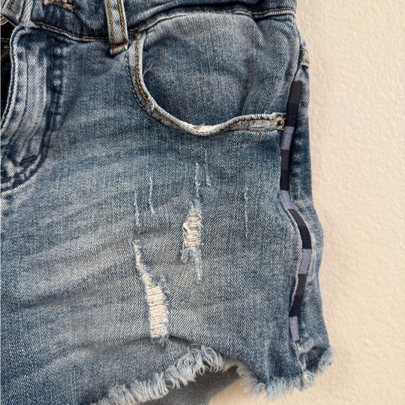 Blue Distressed Denim Shorts - Picture 3 of 5